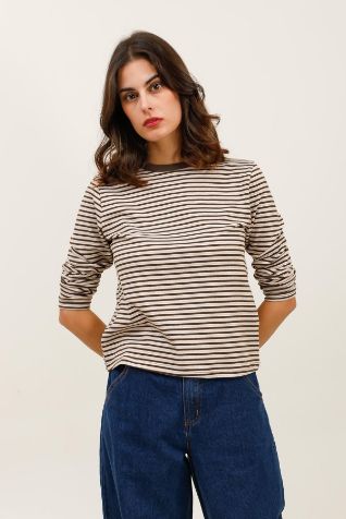 House of Smits T-shirt lm streep choco ef2027 House of Smits T-shirt lm streep choco ef2027