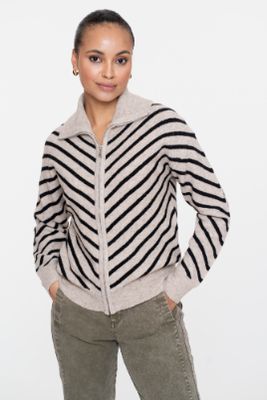 Geisha Vest zip striped zwart 54503 Geisha Vest zip striped zwart 54503