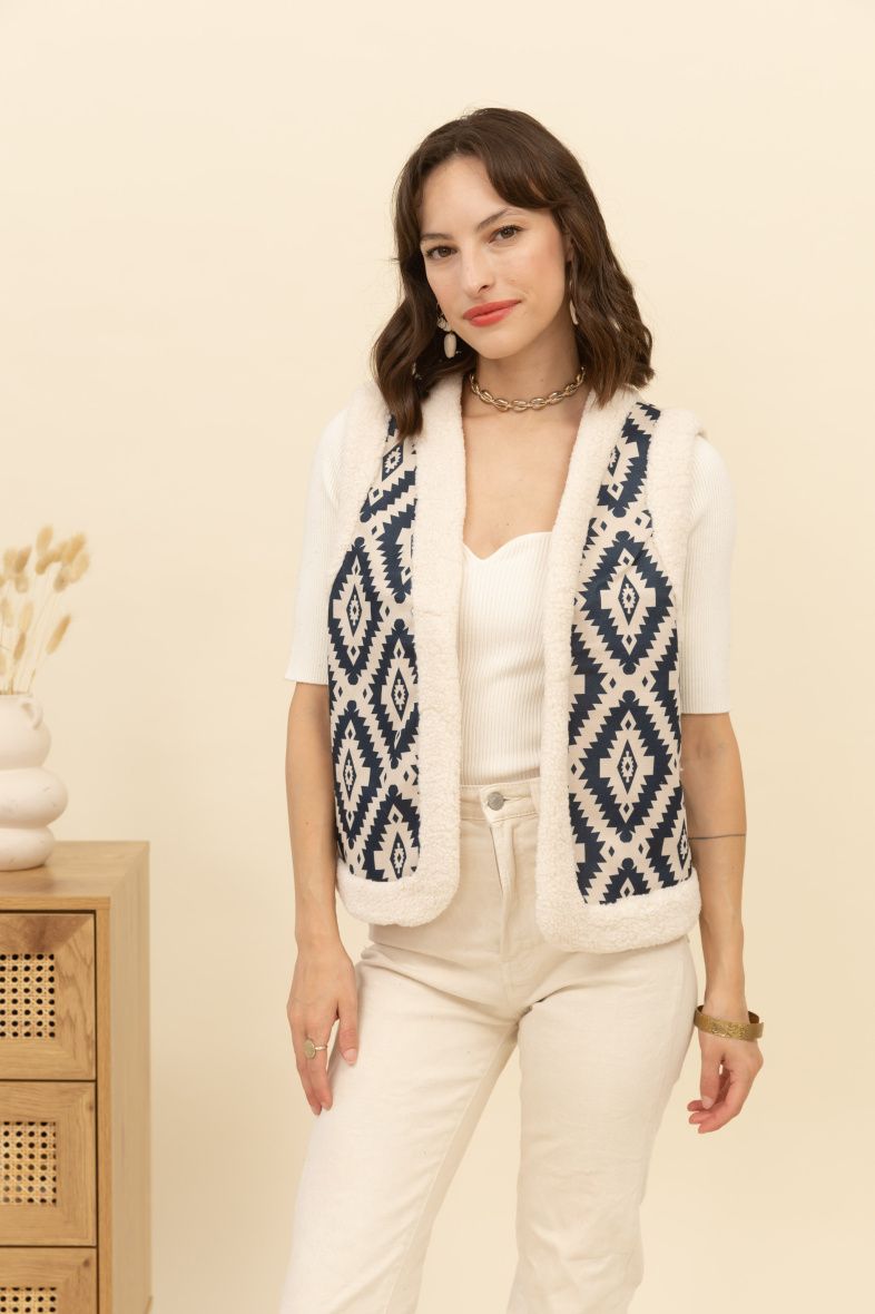 House of Smits Gilet Aztec Navy pf8897 House of Smits Gilet Aztec Navy pf8897