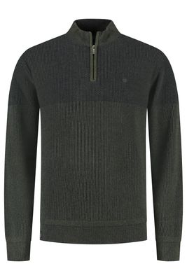 Fellows United Pullover half zip plated tuck knit Green Moss 52.1120