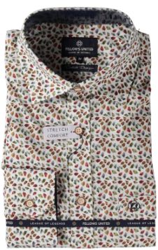 Fellows United Shirt lange mouw leaves stretch Bordeaux 52.6552