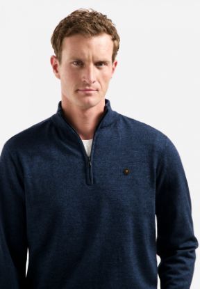 No Excess Pullover Half Zip 2 Coloured Melang Navy N2185 No Excess Pullover Half Zip 2 Coloured Melang Navy N2185