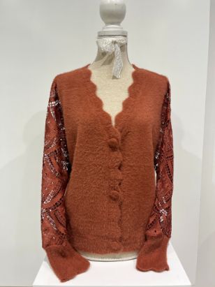 House of Smits Vest kanten mouwen Roest epf2615