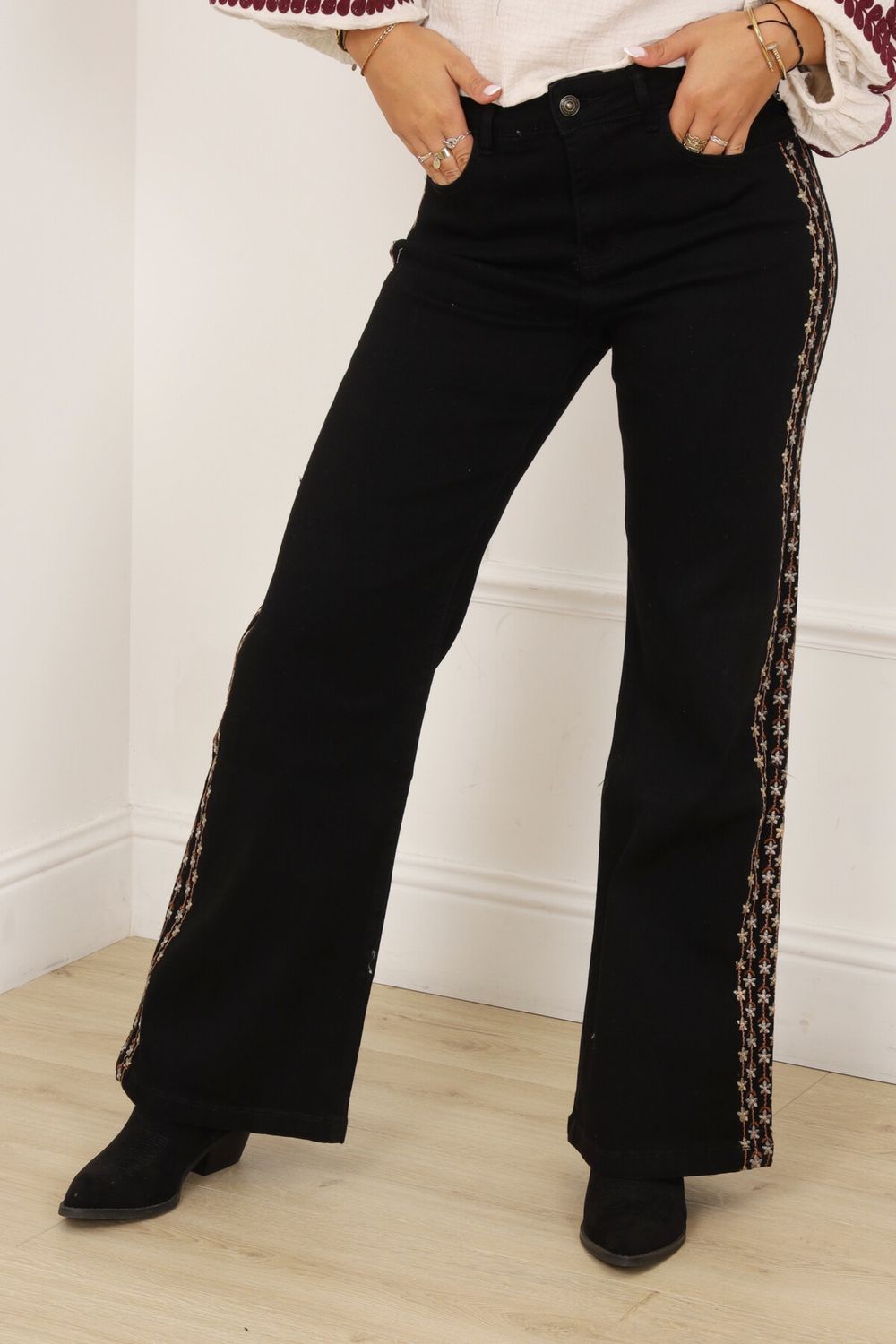 House of Smits jeans wide leg Zwart Becky