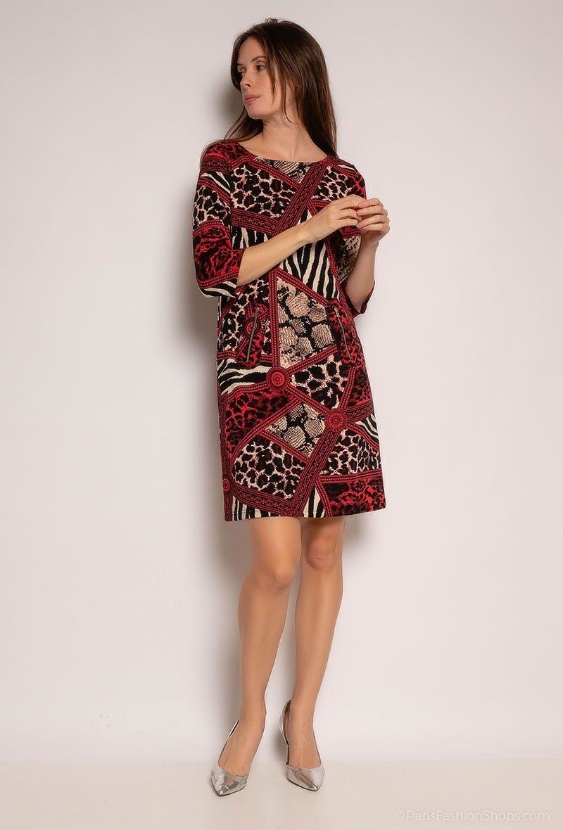 House of Smits Jurk print ritsjes Rood pfd12853