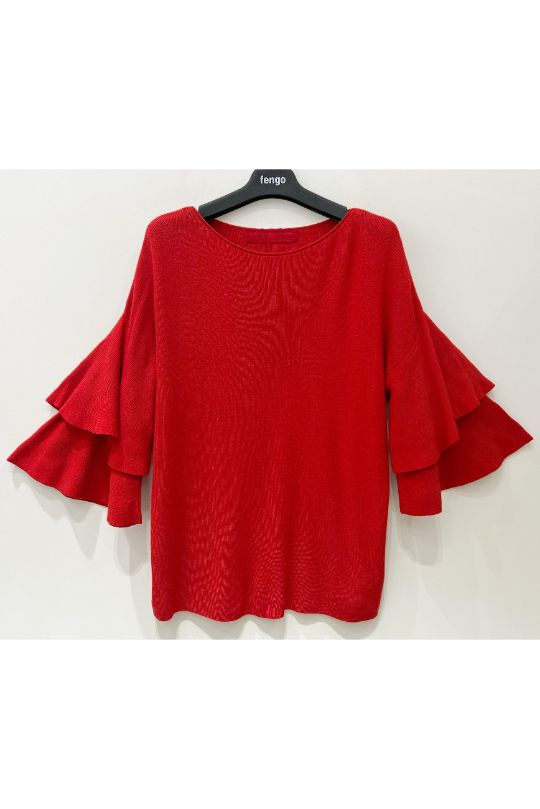 House of Smits Pull 1/2m ruches Rood ef7017 House of Smits Pull 1/2m ruches Rood ef7017