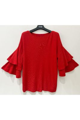 House of Smits Pull 1/2m ruches Rood ef7017 House of Smits Pull 1/2m ruches Rood ef7017