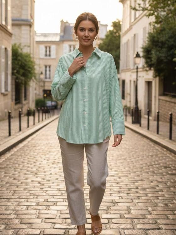 House of Smits Blouse streep Groen efh58