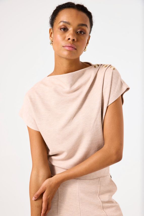 Garcia T-shirt km knopen sand melee C50260