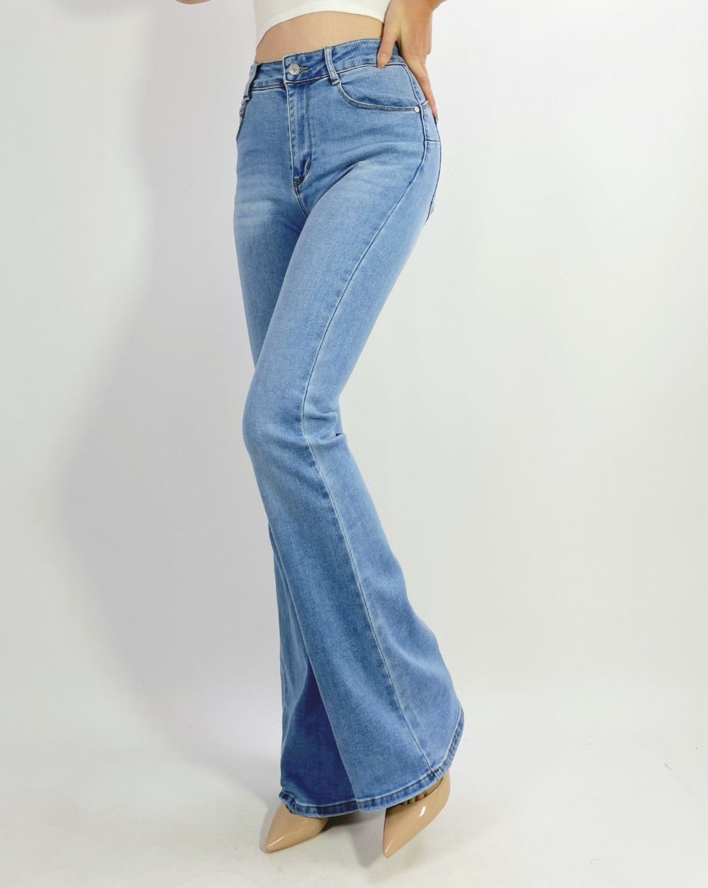 House of Smits Jeans flared push up light stone pfl8838