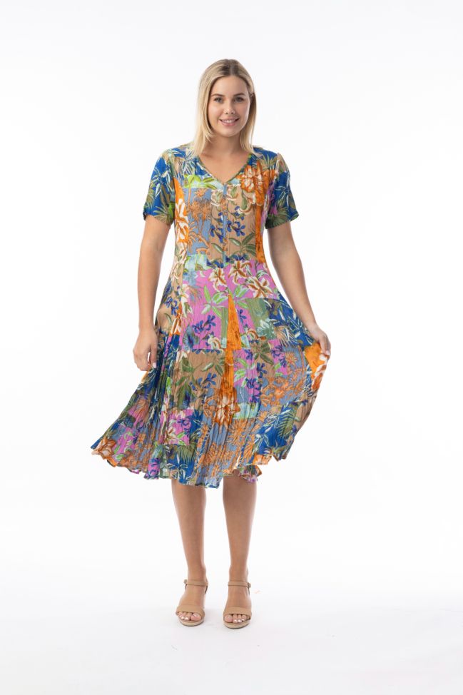 Orientique Dress Godet blauw 81351