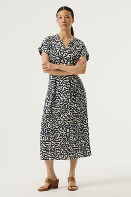 Garcia Jurk crinkle print summer cobalt O260082