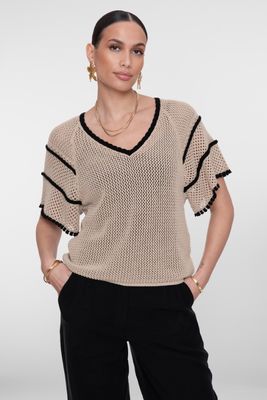 Geisha Pullover raglan V-neck light sand 64050-23