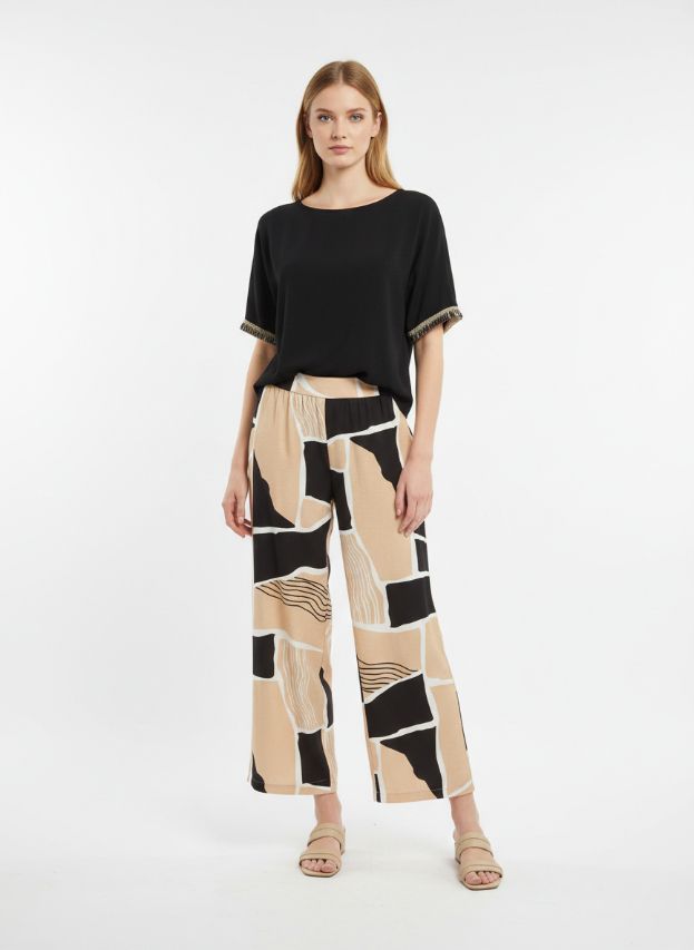 Batida Shirt crepe fringe zwart 2459