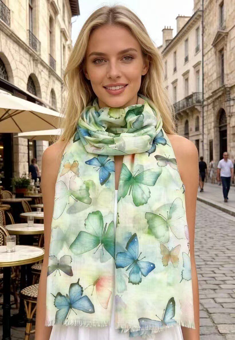 House of Smits Shawl vlinder groen pfs113152