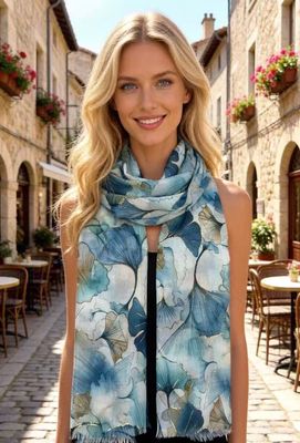 House of Smits Shawl leaves blauw pfs113163
