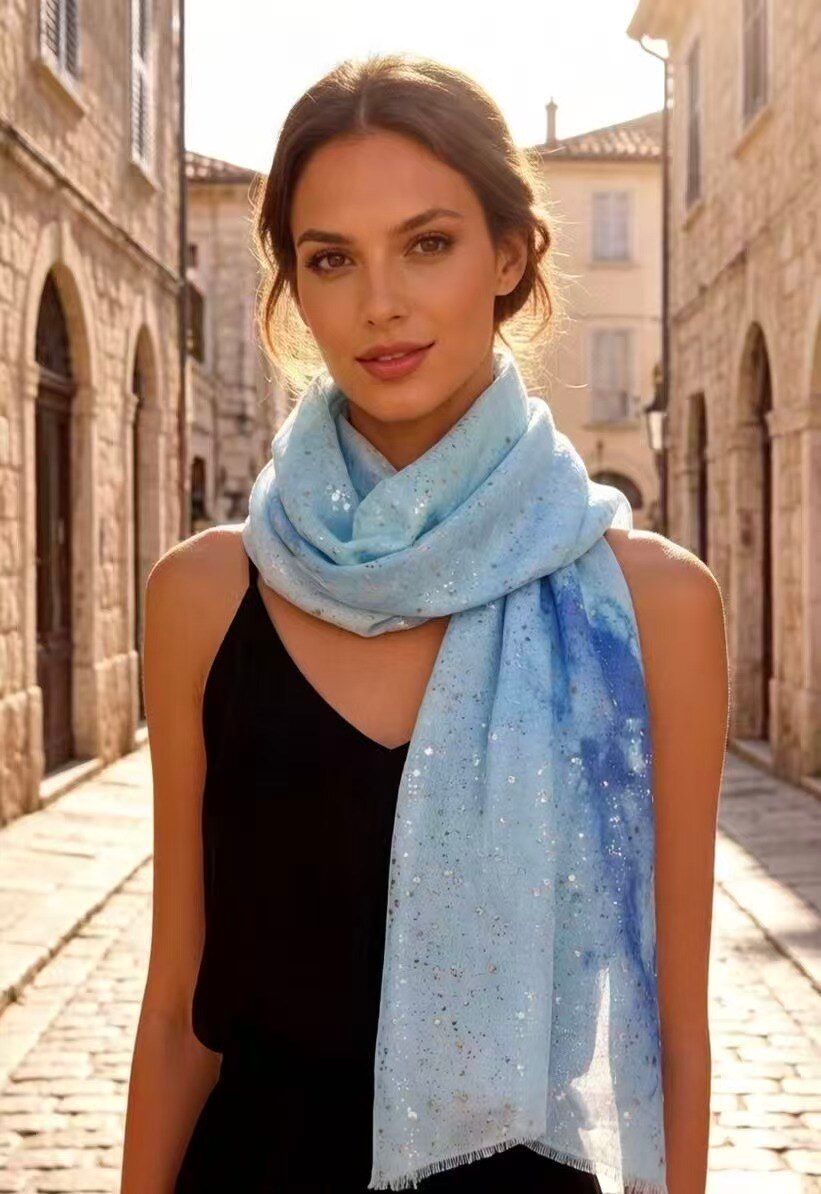 House of Smits Shawl spikkel blauw pfs113187