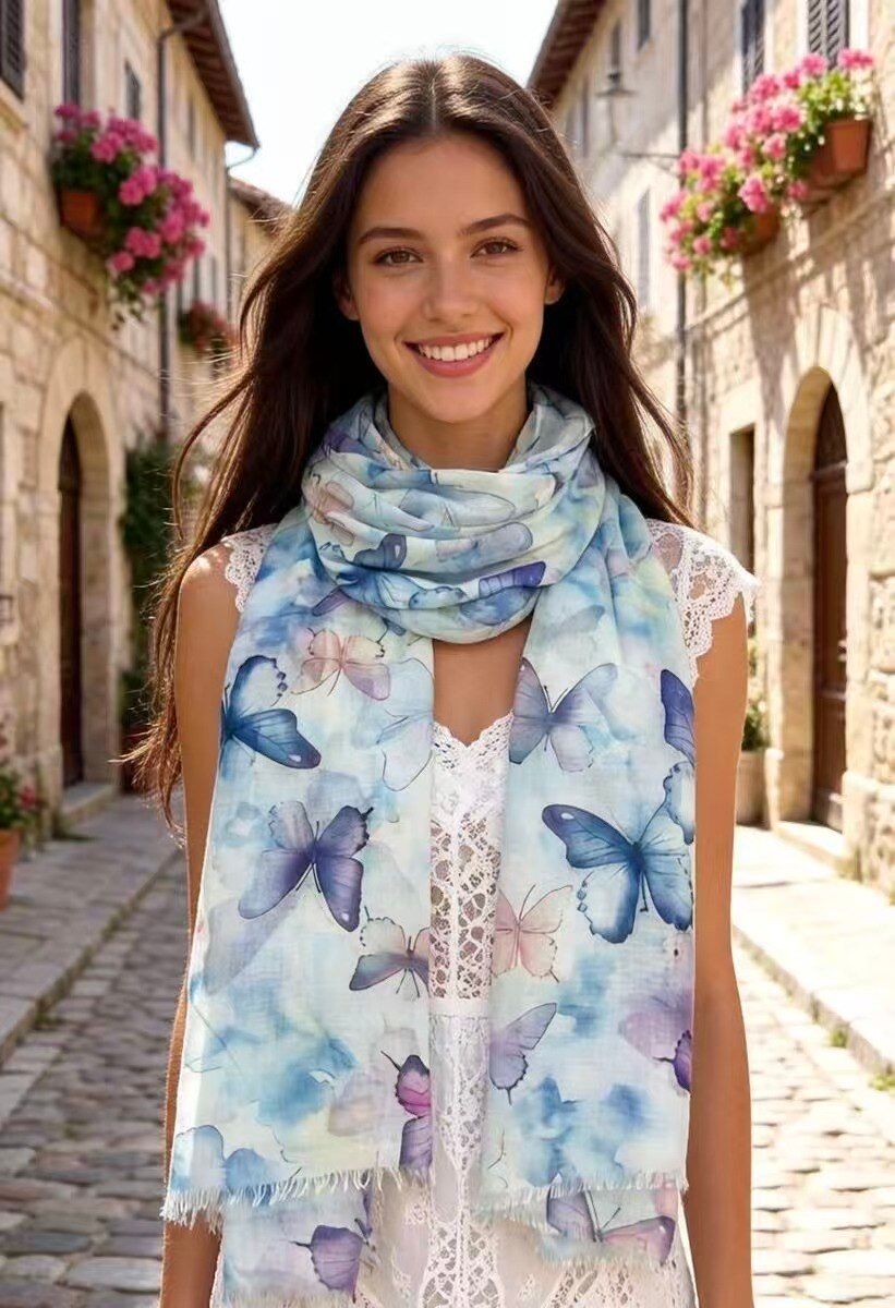 House of Smits Shawl vlinder blauw pfs113152