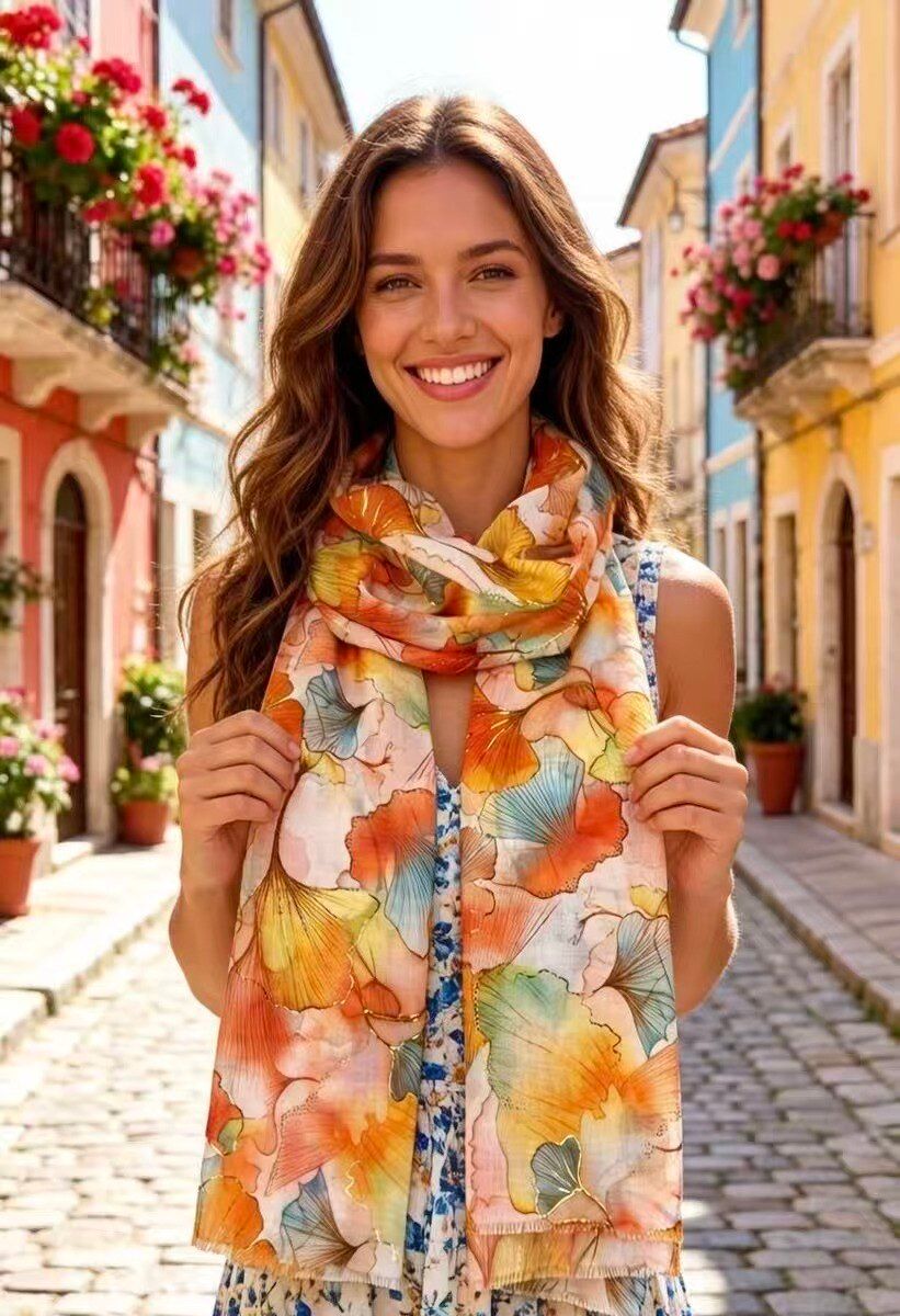 House of Smits Shawl leaves oranje pfs113163