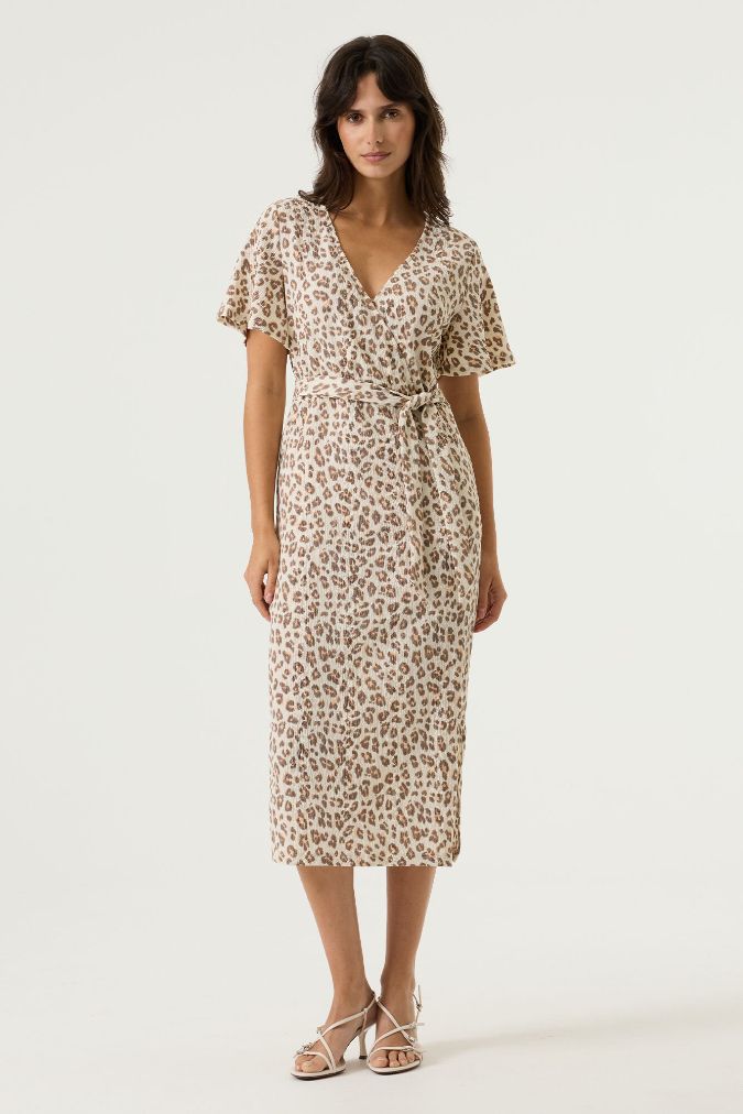 Garcia Jurk crinkle leopard shade P260282