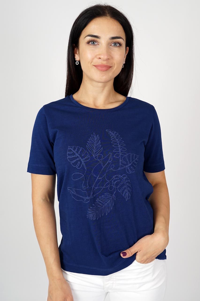 Smisses T-shirt leaves katoen indigo k32501