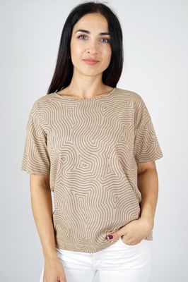 Smisses T-shirt print katoen zand k32505