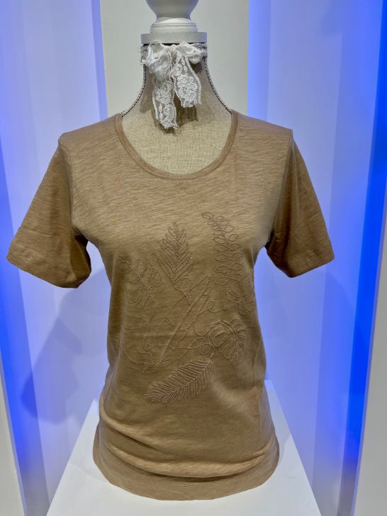 Smisses T-shirt leaves katoen zand k32501