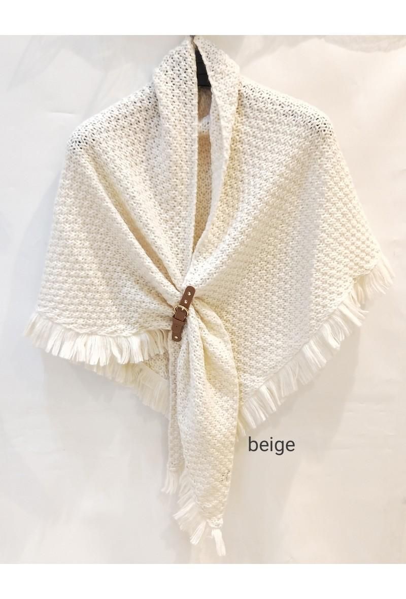 House of Smits omslagdoek franjes beige ewjl3163