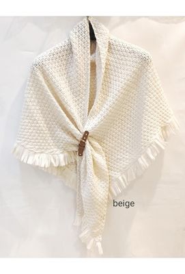 House of Smits omslagdoek franjes beige ewjl3163