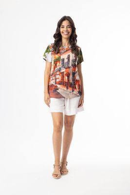 Orientique T-shirt print zalm 23099