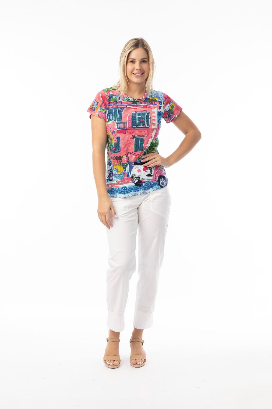 Orientique T-shirt print fuchsia 23099
