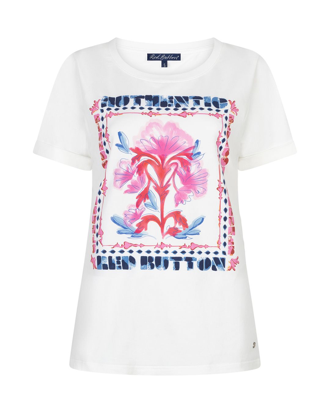 Red Button T-shirt Tee Temmy Offwhite/Pink SRB4825