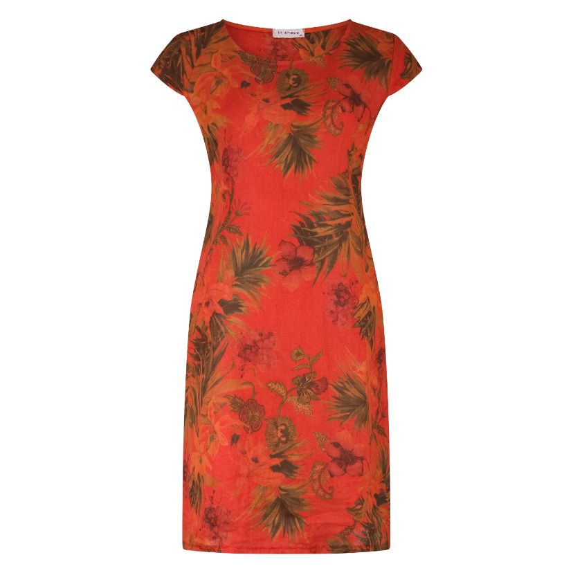 In Shape Jurk Fien tropical linnen rood INS26113126