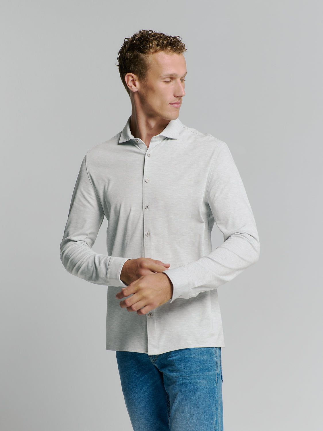 No Excess Shirt Jersey Melange Stretch Chalk 27410180