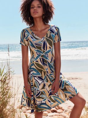 House of Smits Jurk km print petrol pf1851