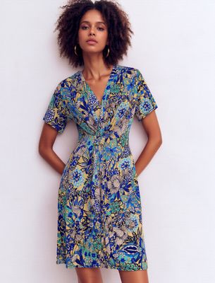 House of Smits Jurk km print turquoise pf1825