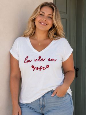 House of Smits T-shirt la Vie wit pf26032