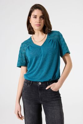 Garcia T-shirt broderie petrol g50203