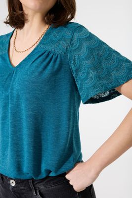 Garcia T-shirt broderie petrol g50203