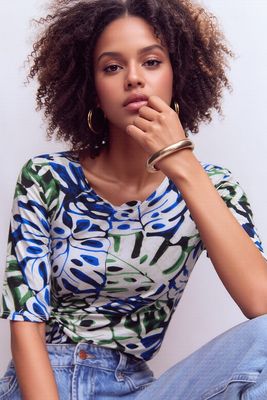 House of Smits T-shirt 1/2m print blauw pf1147