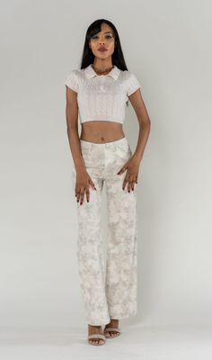 House of Smits Broek print bootcut zand ncp080
