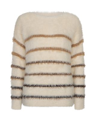 Red Button Trui Fuzzy stripe bruin SRB5118 Red Button Trui Fuzzy stripe bruin SRB5118