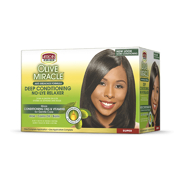 African Pride Olive Miracle Anti-Breakage Formula Deep Conditioning No-Lye Relaxer Super