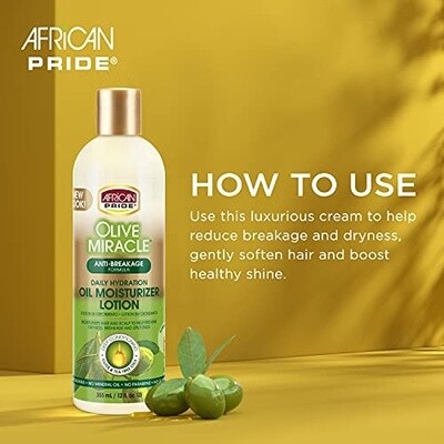 African Pride Olive Miracle Anti-Breakage Formula Daily Hydration Oil Moisturizing Lotion