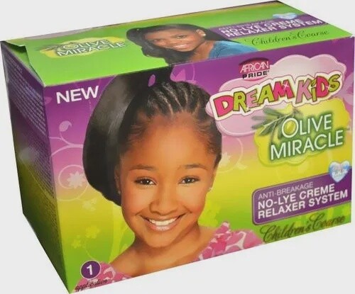 African Pride Dream Kids Olive Miracle Anti-Breakage No lye Cream Relaxer system (Course)