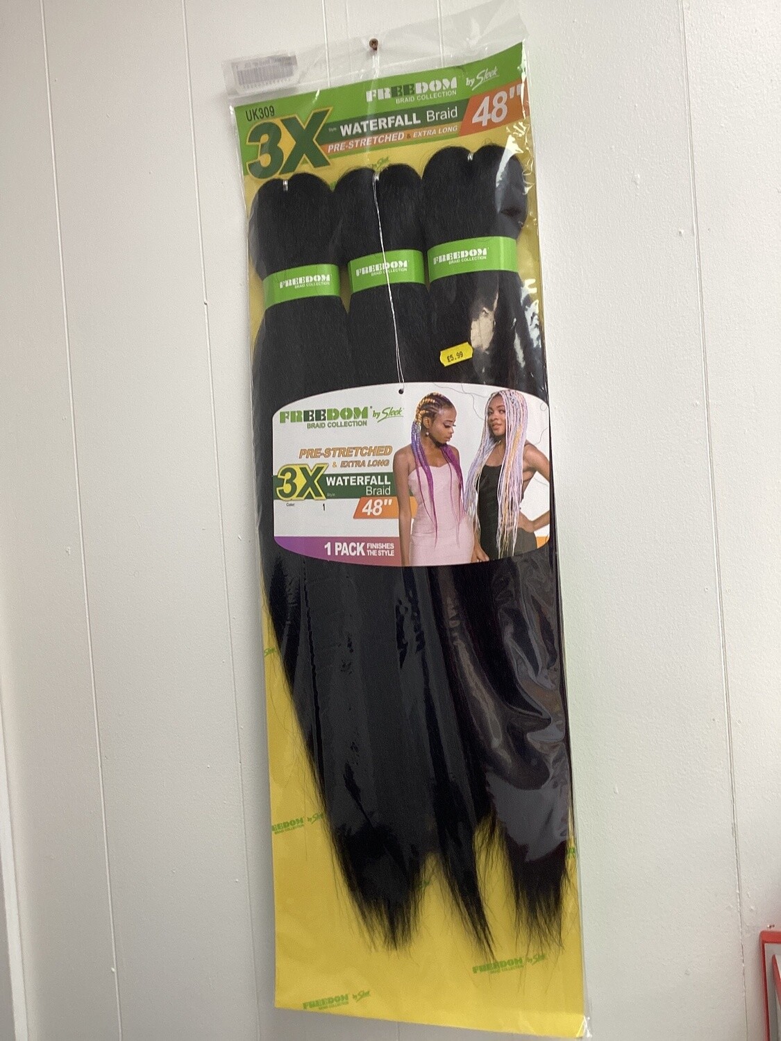 Freedom 3X Pre Stretched Waterfall Braid 48”, Color: 1