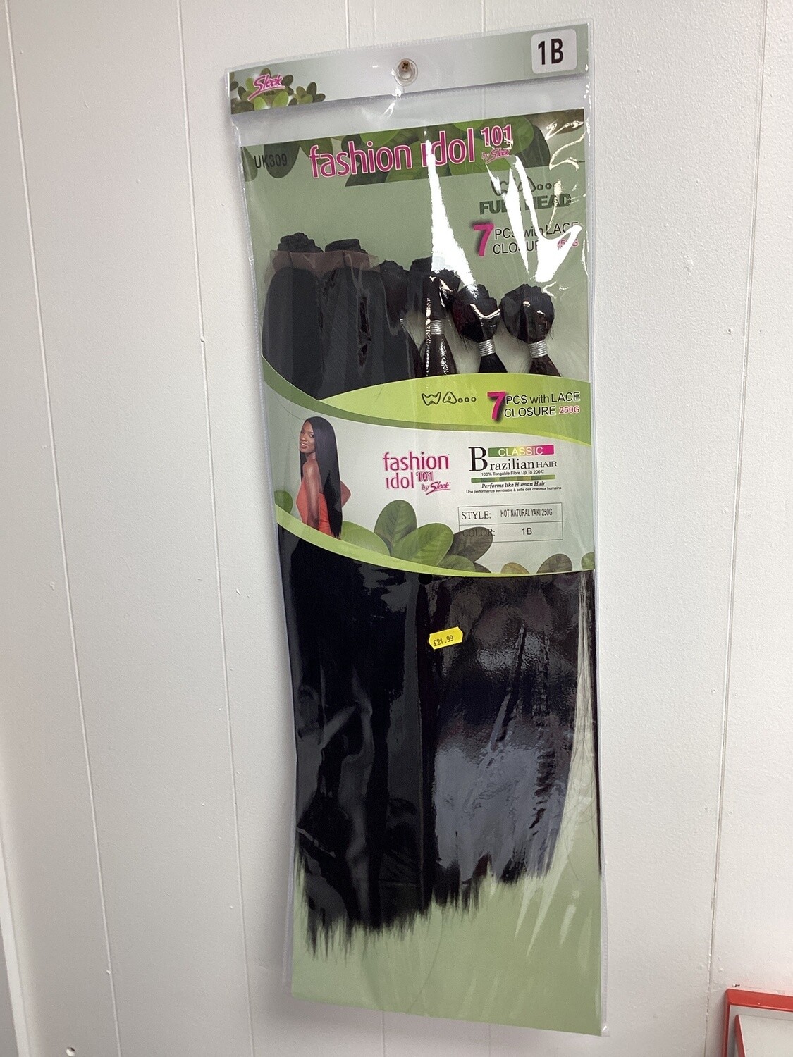 Fashion Idol Hot Natural Yaki 7 pcs with lace closure, Color: 1B