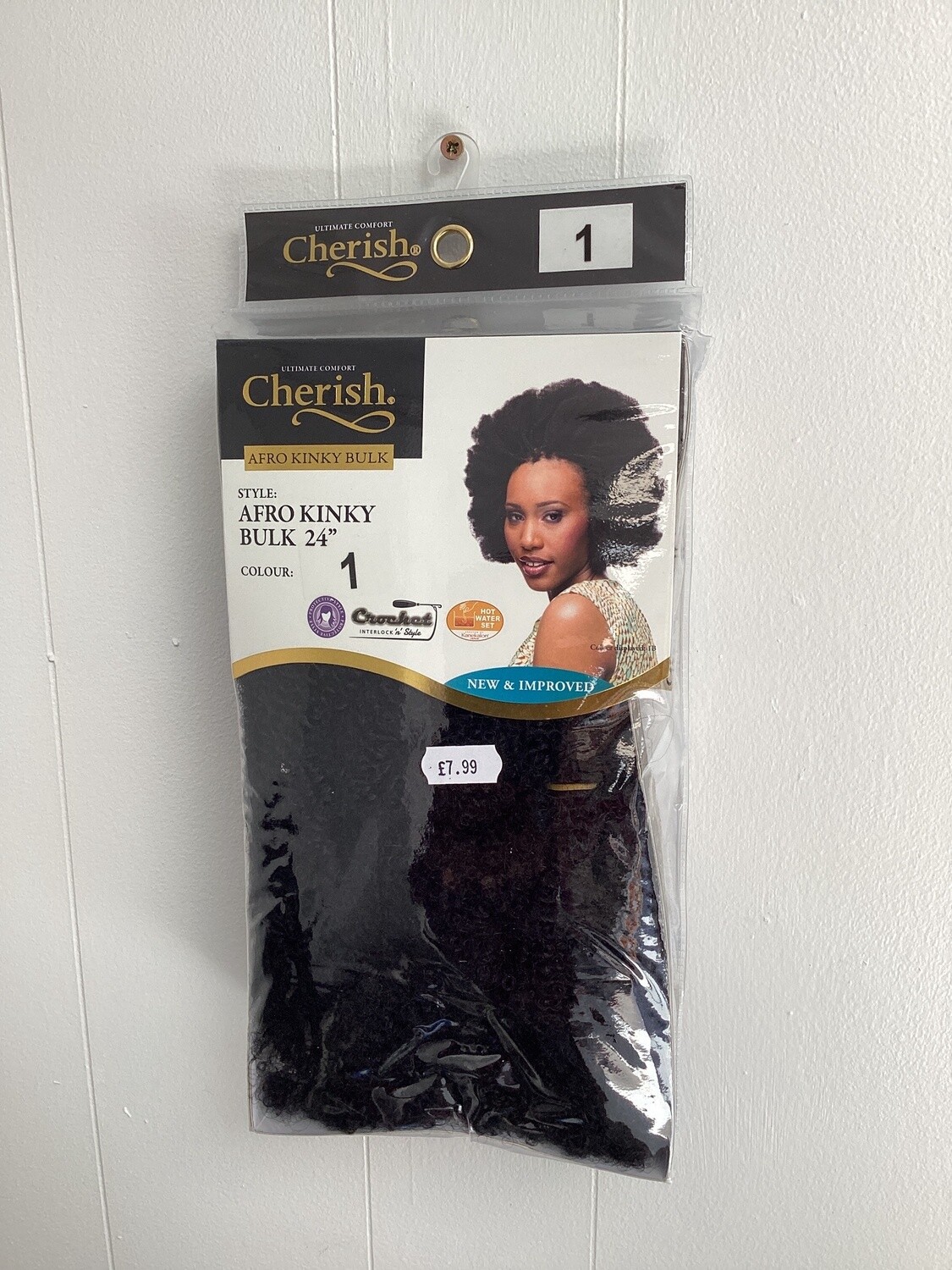 Cherish Afro kinky Bulk 24” Crochet Braid, Color: 1