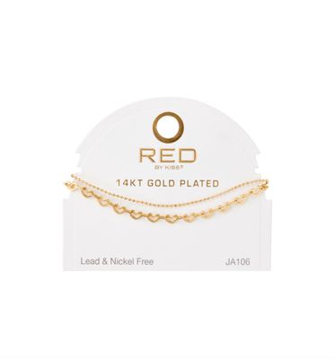 RED BY KISS GOLD PLATED ANKLET: LED AND NICKLE FREE