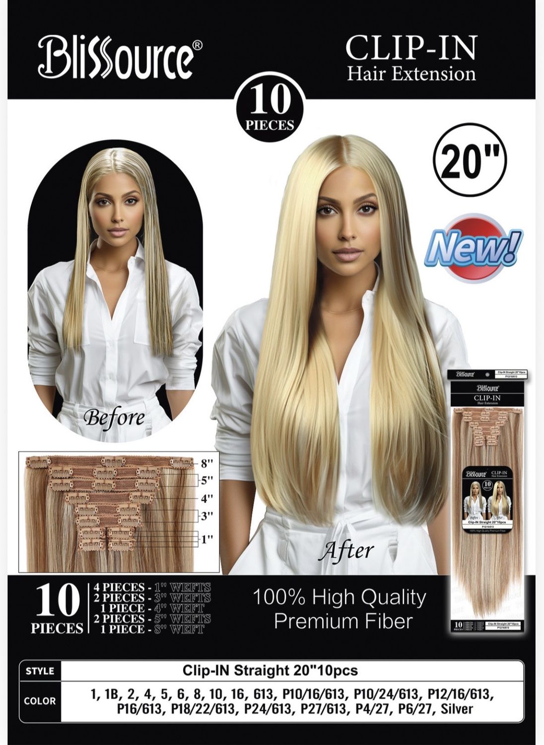 SYNTHETIC CLIP-IN STRAIGHT 20” 10PCS